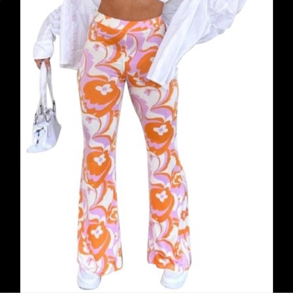 NWT Zara Print Flared 70s Pant